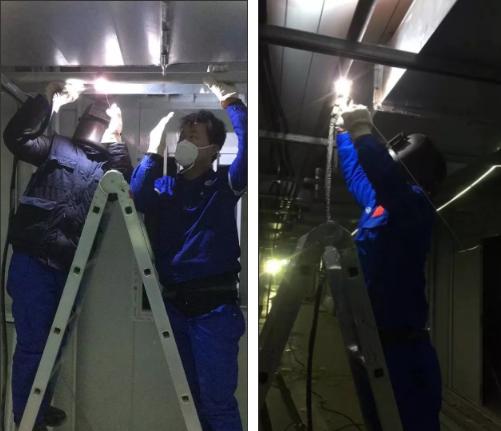 武船集團援建突擊隊2020年2月1日-2日通宵作業(yè)安裝氧氣管道